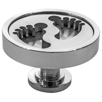 Cabinet Knob, Baby Feet Design, Made in the USA, Polished Stainless Steel