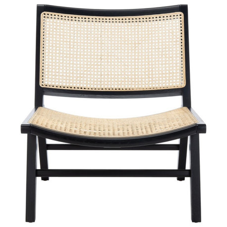 Safavieh Couture Auckland Rattan Accent Chair, Black/Natural