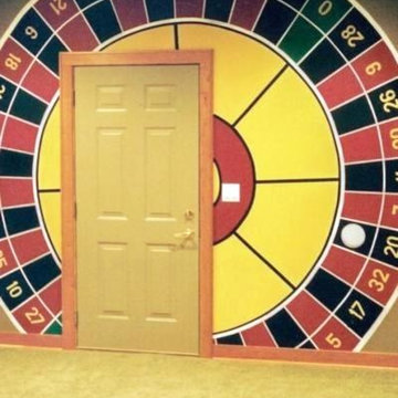 Casino Themed Murals-Art, hand-painted throughout a Game Room in a lower level