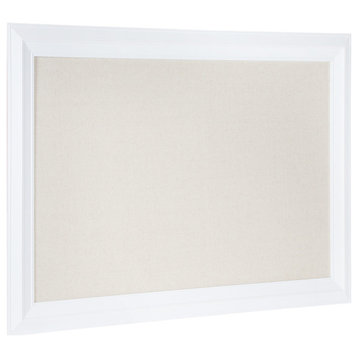 Whitley Framed Linen Fabric Pinboard, White/Natural 29.5x45.5