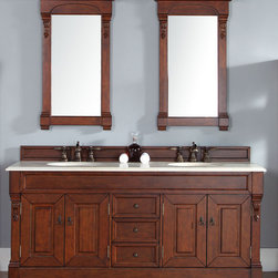 72 inch Warm Cherry Double Bathroom Vanity Optional Countertops - Bathroom Vanities And Sink Consoles