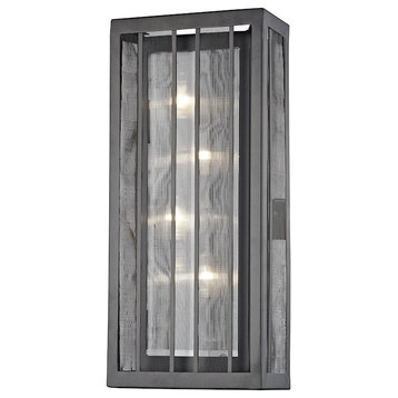 Z-Lite Meridional 4-Light Sconce, Bronze, Bronze Out/Clear Reeded, Z8-58-4WS