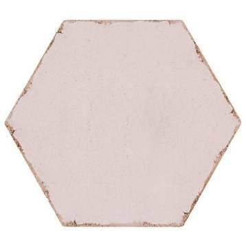 Annie Selke Farmhouse Hex Soft Pink Porcelain Wall and Floor Tile 8 x 8 in.