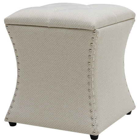 Amelia Nailhead Tufted Storage Ottoman - Cardiff Cream