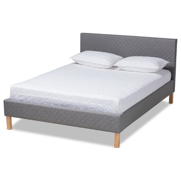 Aneta Modern and Contemporary Gray Fabric Upholstered King Size Platform Bed