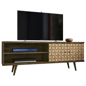Manhattan Comfort Liberty Solid Wood TV Stand for TVs up to 60" in Brown
