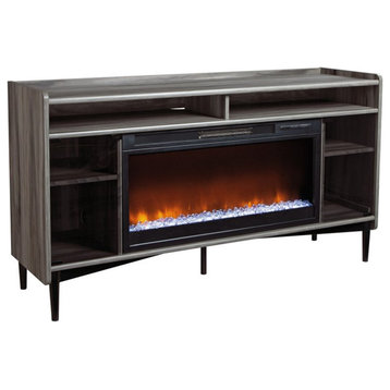 Pemberly Row Engineered Wood Fireplace TV Stand for TVs up to 60" in Dark Wood