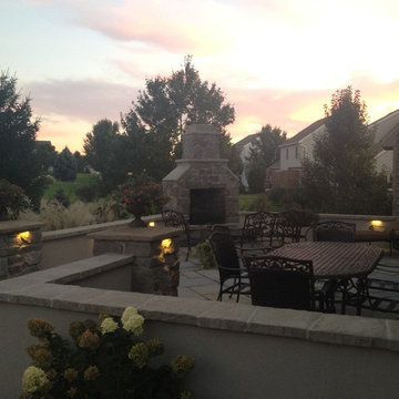 patio with fire place
