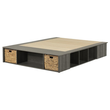 Prairie Storage Bed with Baskets Gray Maple