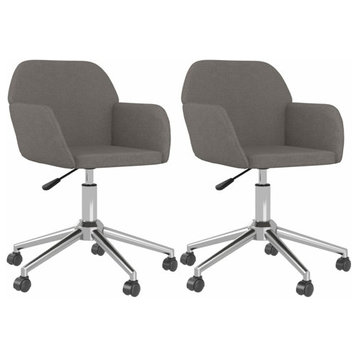 vidaXL Dining Chair 2 Pcs 360 Degrees Swivel Accent Chair Dark Gray Fabric