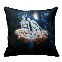 Tomova Jai Designs - Futuristic Love Original Wall Art On Pillow - Decorative Pillows
