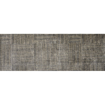 2' x 6' Modern Geo Lines, Squares Washable Runner Rug
