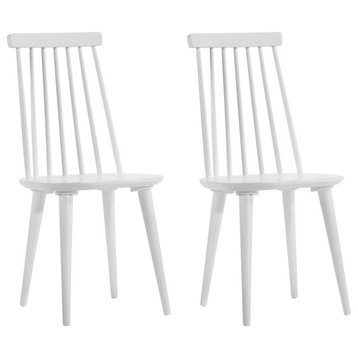 Farmhouse Spindle Wood Dining Chairs Set of 2, White