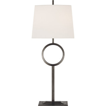 Simone Buffet Lamp, 1-Light, Bronze, Linen Rectangle Shade, 33"H