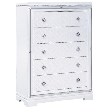 Coaster Eleanor Contemporary Wood Rectangular 5-Drawer Chest in White