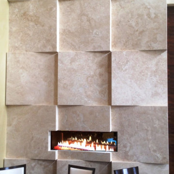 Crema Clara Travertine Fireplace