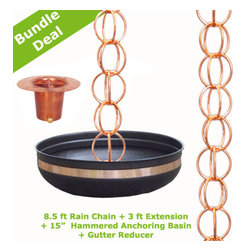 Ring Rain Chain 4 Pcs Bundle with Copper Reducer, Extension and - Rain Chains