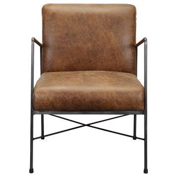 Dagwood Leather Arm Chair Open Road Brown Leather
