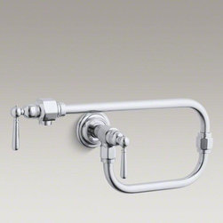 KOHLER Polished Stainless Hirise Single-hole Wall-mount Pot Filler Sink Faucet - Pot Fillers