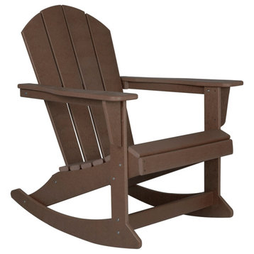 Keller HDPE Plastic Outdoor Rocking Chair in Dark Brown