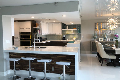 Example of a minimalist kitchen design in Miami