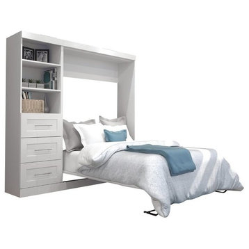 Atlin Designs Transitional Wood 84" Full Wall Bed with 3-Drawer Set in White