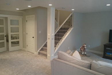 Inspiration for a transitional basement remodel in Calgary
