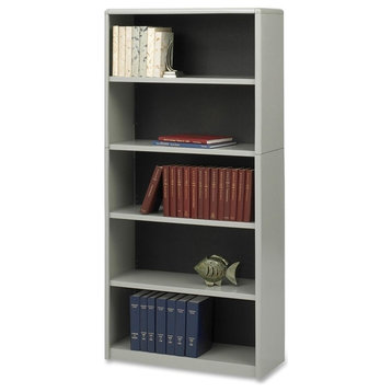 Safco Value Mate Series Metal Bookcase, 5-Shelf, Gray