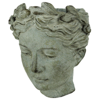 Distressed Cement Classic Greek Lady Head Indoor / Outdoor Wall Mounted Planter