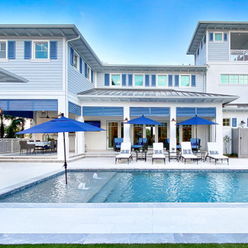 Coastal Backyard with Pool and Outdoor Living