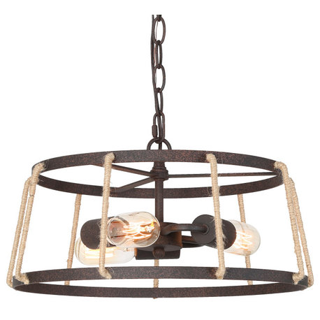 LNC Farmhouse Bronze 3-Light Chandelier With Rope for Living Room