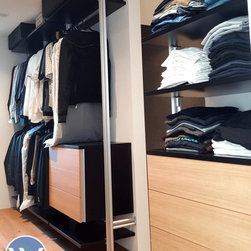 Elite Wardrobe in Black & Wood Grain - Storage and Organisation