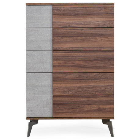 Nova Domus Palermo Italian Modern Faux Concrete and Walnut Chest