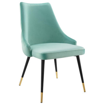 Karina Velvet Dining Chair, Chic Tufted Side Chair, Glam Luxe Accent Chair, Mint