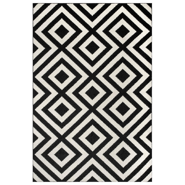 nuLOOM Zadie Geometric Contemporary Area Rug, Black, 3'x5'