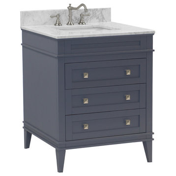 Eleanor 30" Bathroom Vanity, Marine Gray, Carrara Marble Top