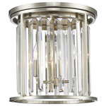 Z-Lite - Z-Lite 439F14 Monarch 3 Light 14"W Beveled Crystal Flush Mount - Brushed Nickel - Clean lines of gleaming crystal bevels create the contemporary styling of the Monarch collection. These fixtures are available in luxurious Brushed Nickel, rich Bronze, and Chrome finishes. The Monarch collection offers many sizes to suit your room.    Designed to stun, this ceiling light features bright metallic details. With a sleek, open frame and a square tube, this stunning fixture highlights the radiance of crystal accents. Features Steel construction Crystal bevels gently diffuse glow Sloped ceiling compatible Dimmable UL and ETL rated for dry locations Dimensions Height: 14" Width: 14" Depth: 14" Product Weight: 10 lbs Electrical Specifications Number of Bulbs: 3 Max Watts Per Bulb: 60 watts Bulb Base: Candelabra (E12) Bulbs Included: No Input Voltage: 120v Dimmable: Yes