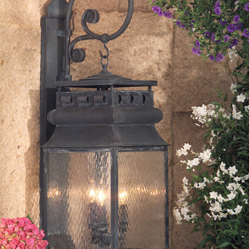 2-Light 26" Charcoal Wall Lantern with Water Glass