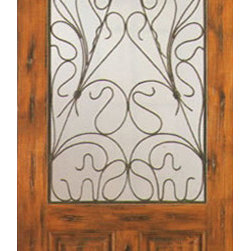 Exterior Single Door, Knotty Alder 2/3 Lite 2 Panel - Front Doors