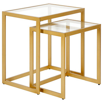 Rocco Rectangular Nested Side Table in Brass