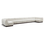 Meridian Furniture - Quinn Chenille Upholstered U-Shaped Modular Sectional, Cream, 9-Piece: 7 Armless Chair, 2 Corner Chair - The Quinn Modular Sectional is a stunning piece crafted in a rich and luxurious cream chenille fabric. Its awe-inspiring design and exceptional quality make it a perfect addition to any space, whether it's a living room, bedroom, or office. The sectional's plush cushioning and sturdy frame provide both comfort and durability, ensuring that it will be a favorite for years to come. Whether you're looking for a statement piece or simply a comfortable seating option, the Quinn sectional is an excellent choice.