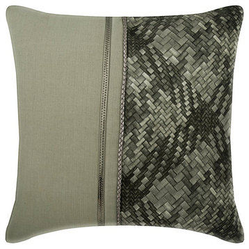 Grey 20"x20" Pillow Cover, Leather, Patchwork, Grey Half Tone