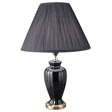 26" Ceramic Table Lamp, Black
