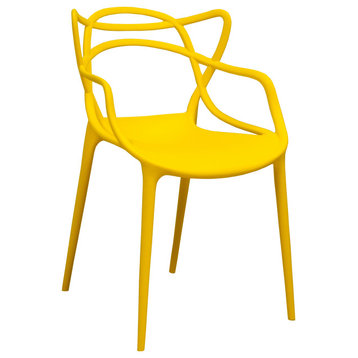 Mod Made Modern Plastic Loop Dining Side Chair, Set of 4, Yellow