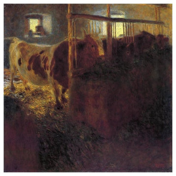 "Cows In A Satble 1899" Digital Paper Print by Gustav Klimt, 24"x24"