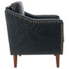 Vegan Leather Armchair With Sloped Arms, Navy