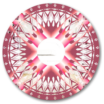 Designart Light Purple Sunburst Midcentury Round Wall Mirror, 32x32