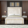 Dolce Velvet Upholstered Bed, Cream, Queen