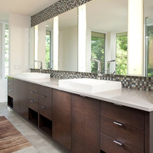 accent tiles above and below mirror
