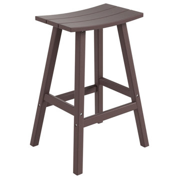 Florence Outdoor 29" HDPE Plastic Saddle Seat Barstool in Dark Brown